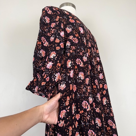 Natural Life Boho Cottage Peasant Hippie Dress Sz M Floral Tiered V-Neck Maxi - Picture 7 of 10